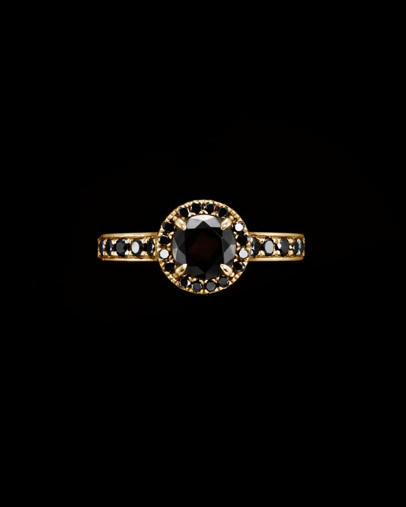 18K Yellow Gold - Black Diamond
