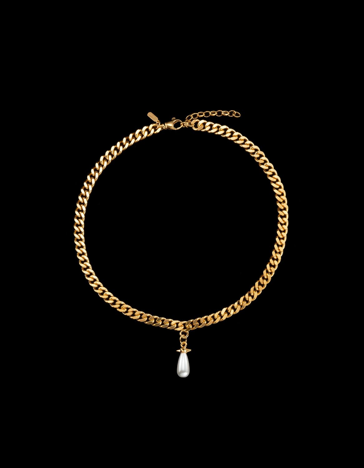 Chunky Chain Drop Pearl Necklace