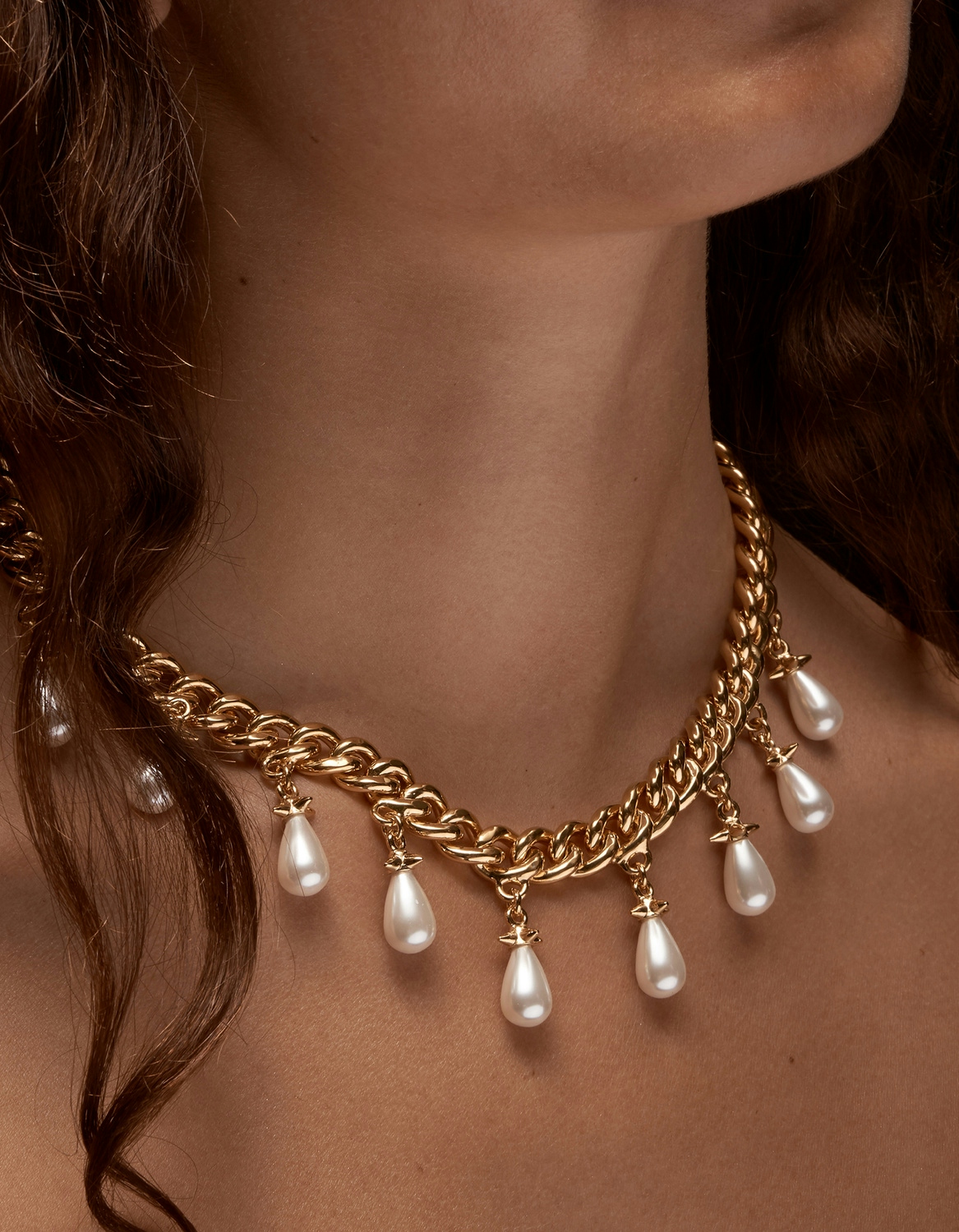 Chunky Chain Pearls Necklace-image-1
